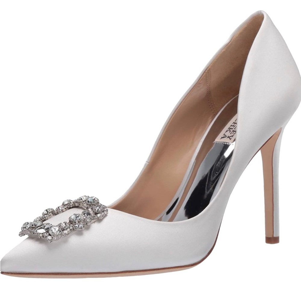 White Badgley Mischika Heels